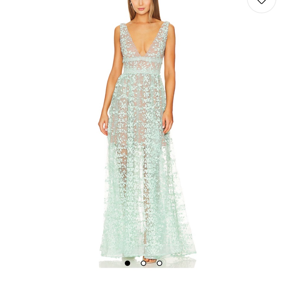 Bronx and Banco Green Plunge Neck Sleeveless Gown - Picture 3 of 3